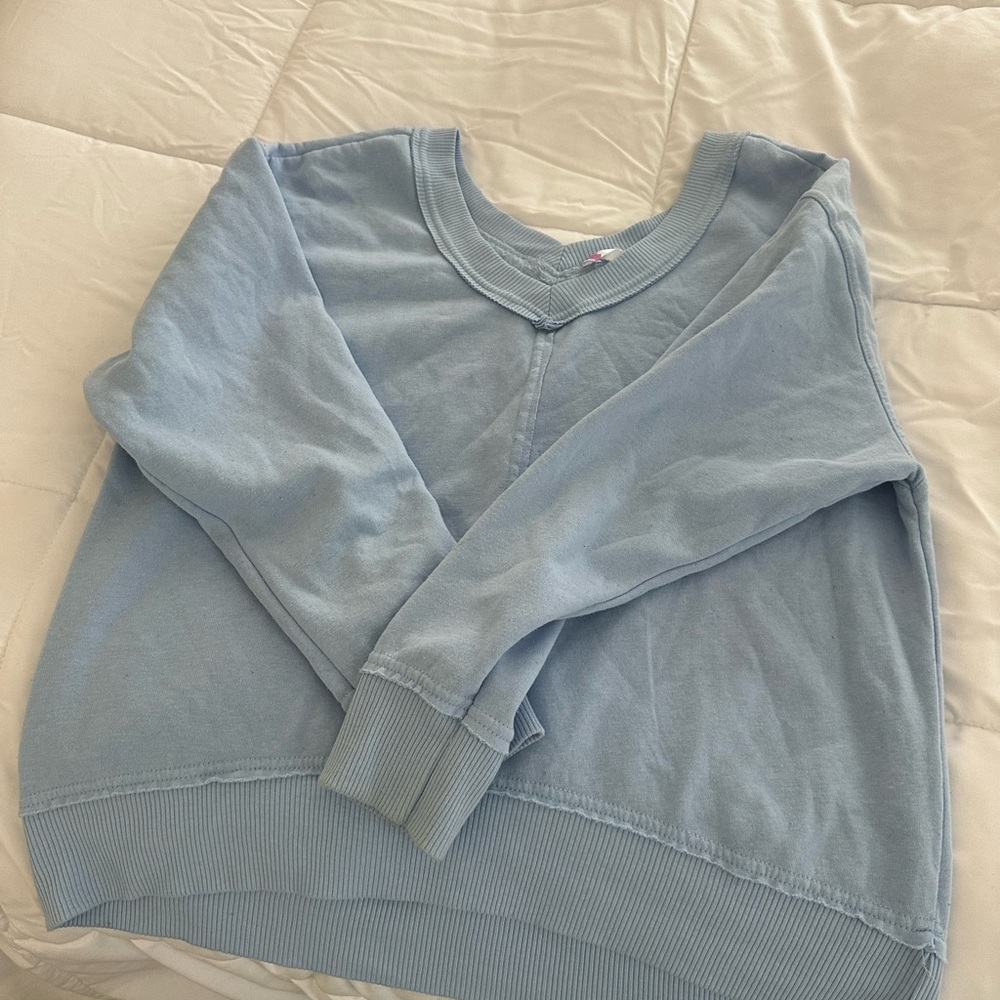 Hippie Rose Light Blue V-Neck Sweater